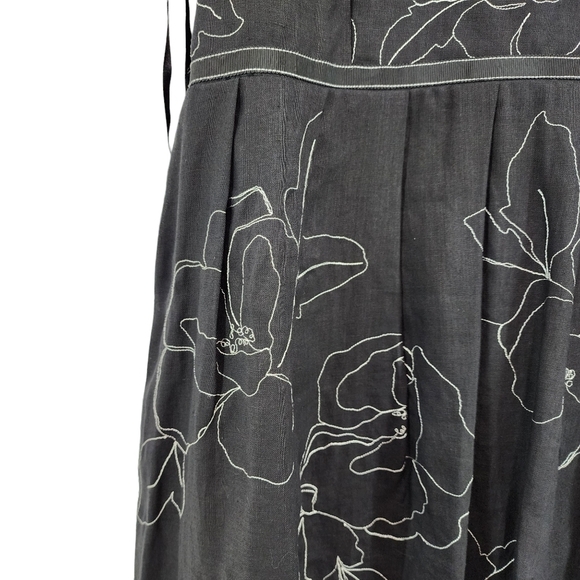 Ann Taylor Women's Plus 100% Linen Floral Embroidered Midi Dress - 14 - Picture 4 of 6